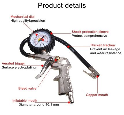 Aluminiowe opony samochodowe Pistolet do nadmuchiwania powietrza cyfrowy Miernik ciśnienia opony 200 PSI Max ciśnienie