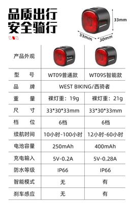 33*30*33mm WEST BIKING Światło hamulcowe rowerowe z LED sygnalizacji skrętu i ładowaniem typu C