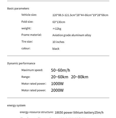 10/11 Inch 48V 60V 1000W 2000W Wysokiej mocy Wysokiej prędkości Elektryczny skuter biegowy