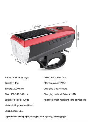 Niebieskie światło rowerowe słoneczne i USB 2000mAh przednie światło dla rowerowania drogowego MTB