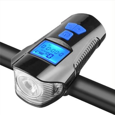 Czarny USB Ładowanie roweru przednie światło latarka kierownica rowerowa głowa światło prędkości licznik ekran lcd