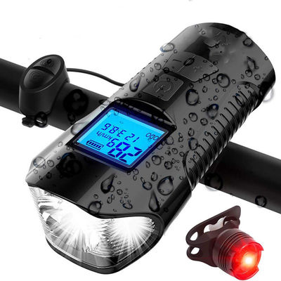 Czarny USB Ładowanie roweru przednie światło latarka kierownica rowerowa głowa światło prędkości licznik ekran lcd