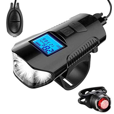 Czarny USB Ładowanie roweru przednie światło latarka kierownica rowerowa głowa światło prędkości licznik ekran lcd